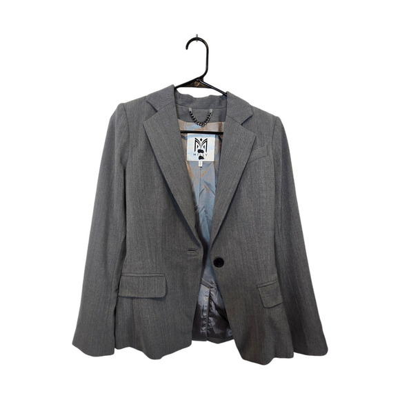 Milly size 2 xs wool grey blazer single button - Picture 2 of 10